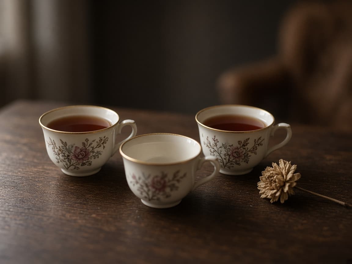 Trois tasses de porcelaine, l’une vide : bénéficiaires du 3e pilier.