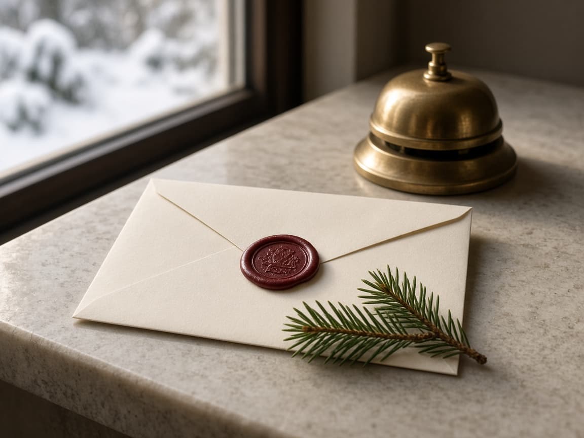 Enveloppe cachetée et brin de sapin : versement 3a avant la fin d’année.