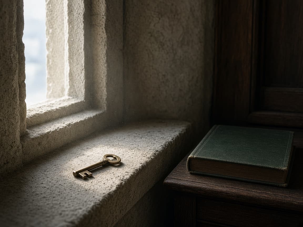 Fenêtre de retrait du 3e pilier 3a, cinq ans autour de l’âge de référence, suggérée par une clé sur une fenêtre de pierre.
